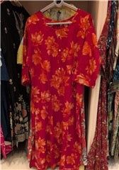 Crimson Red Floral Cotton Coord Set | Oversized Orange Blooms Button-Down 3/4 Sleeve | Festive Casual Ethnic, Material: Oxidised, Style: Ring
