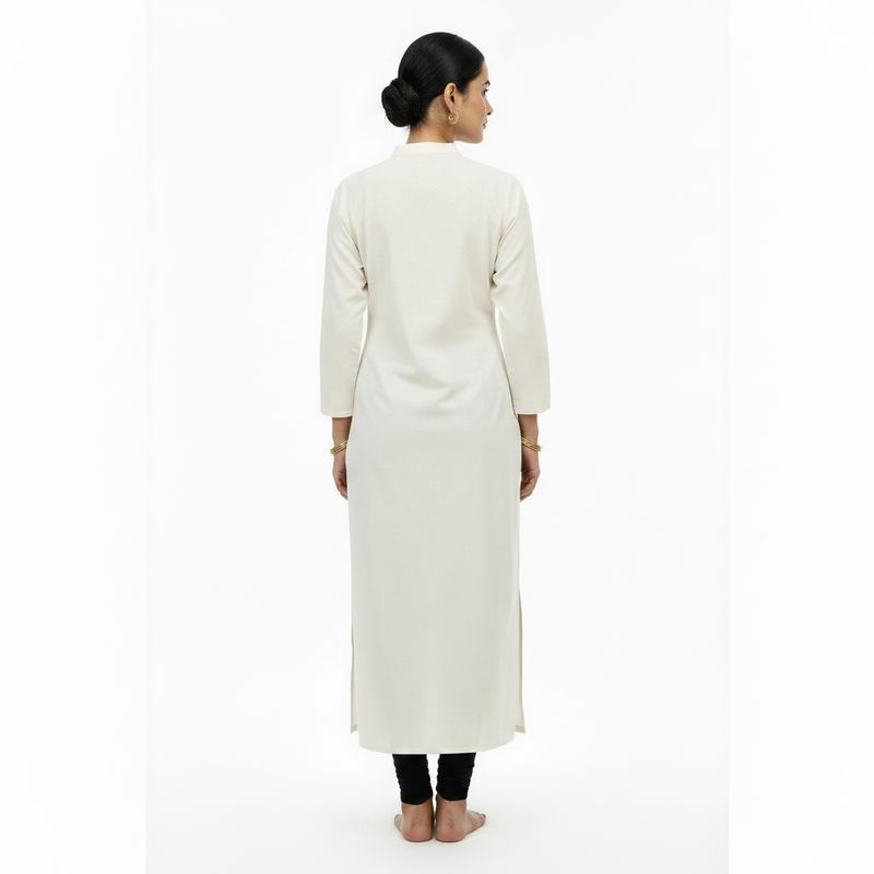 Elegant Off-White Pintuck Long Kurti for Women