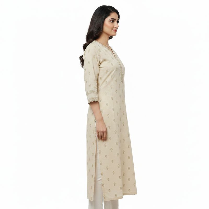 Elegant Ivory Embroidered Long Kurti for Women