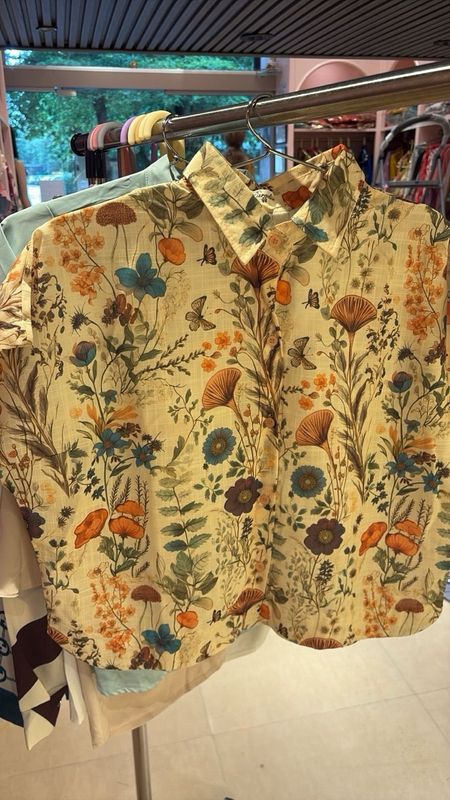 Floral Printed Cotton Co-ord Shirt Set — Nature-Inspired 2-Piece Casual Ensemble
