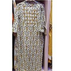 Ivory &amp; Mustard Floral Embroidered Salwar Suit with Dupatta | Festive Ethnic Wear for Women, Colour: Beige, Fabric: Cotton, Size: M