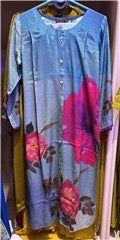 Light Blue Floral Printed Kurta with Palazzo Elegant Satin Finish, Colour: Light Blue, Fabric: Satin, Size: 5XL