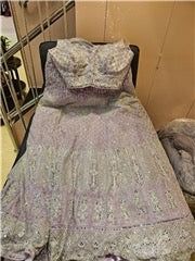 Lavender Pink Embroidered Ghaghara Choli | Mirror &amp; Sequin Work | Bridal Lehenga Set, Material: Imitation, Style: Jhumka