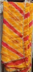 Leheriya Mirror Work Chiffon Dupatta | Lightweight Flowy Ethnic Scarf | Festive Casual Wear, Colour: Multicolour, Fabric: Synthetic, Size: Free