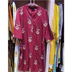 Maroon Ethnic Printed Salwar Suit with Dupatta | Casual Festive Ethnic Wear for Women, Colour: Maroon, Fabric: Other, Size: M
