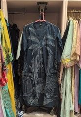 Midnight Blue Tropical Leaf Print Salwar Suit | Casual Office Ethnic Wear for Women, Colour: Navy Blue, Fabric: Other, Size: L