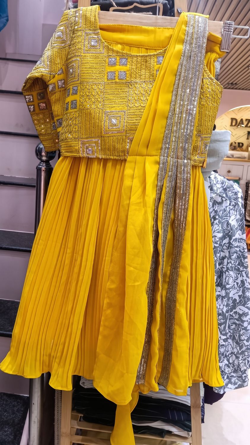 Mustard Yellow Sequin Embroidered Lehenga Set with Dupatta