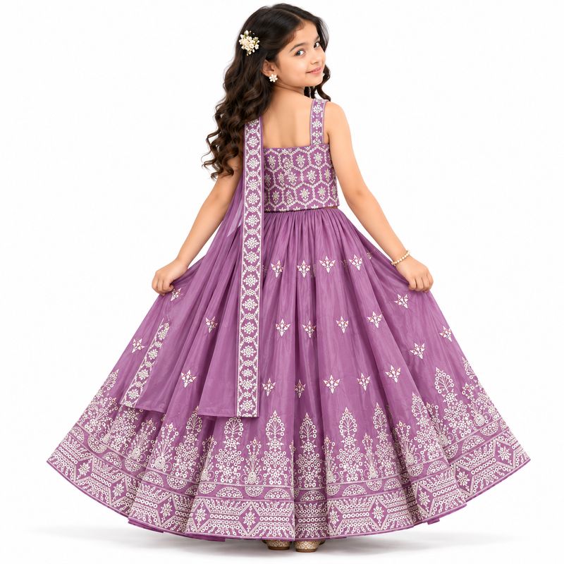 Lavender Embroidered Lehenga Set