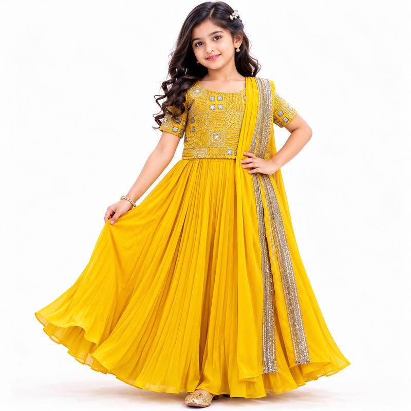 Sunshine Yellow Layered Festive Lehenga Set