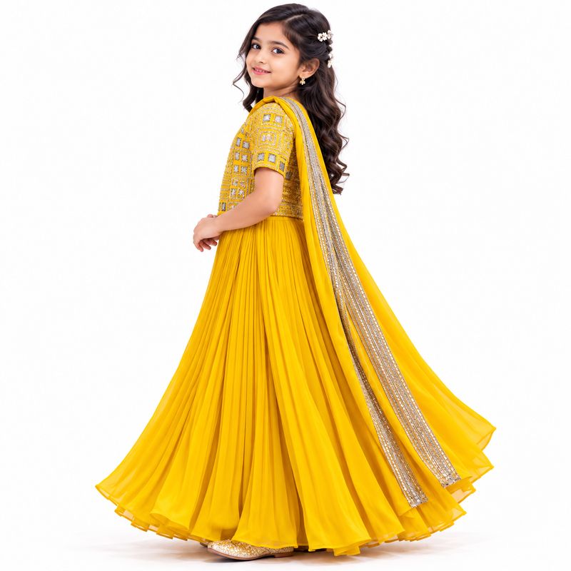 Sunshine Yellow Layered Festive Lehenga Set