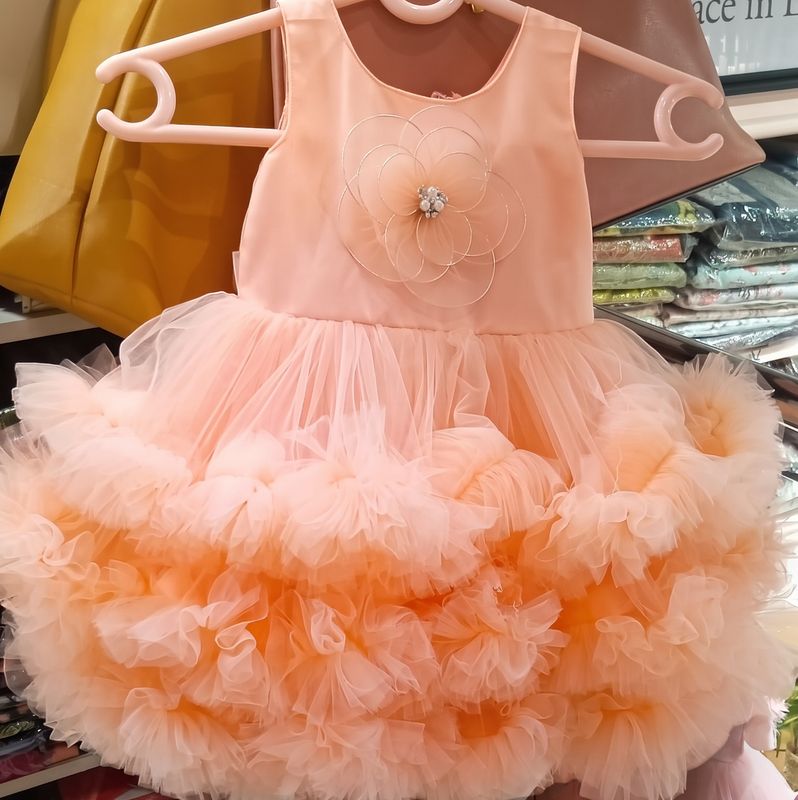 Peach Princess Tulle Party Dress for Girls