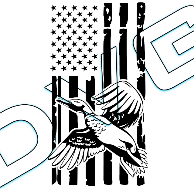 Distressed American Flag With Flying Duck