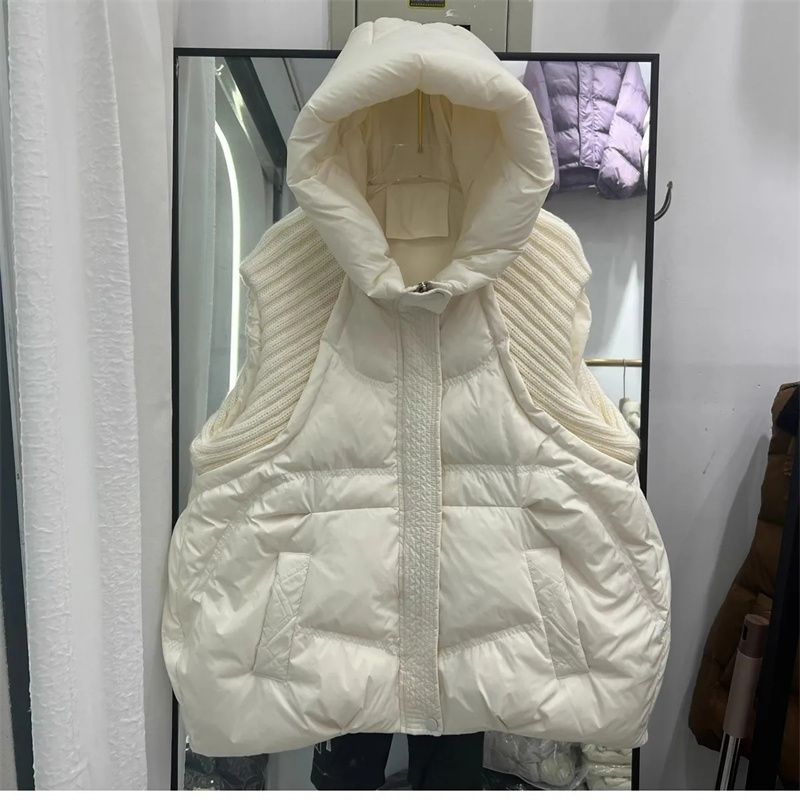 2025 Hooded Down Cotton Woman Waistcoat Top Autumn Winter Puffer Vest Ladies Jacket New Large Size 5XL Cotton Padded Sleeveless