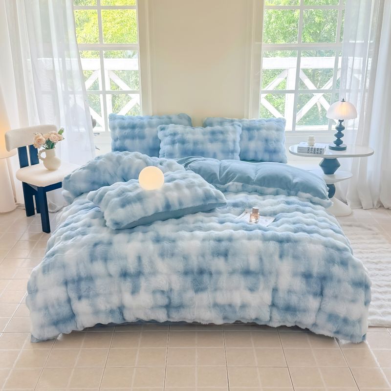 Warm Bubble Rabbit Fleece Quilt Duvet Cover