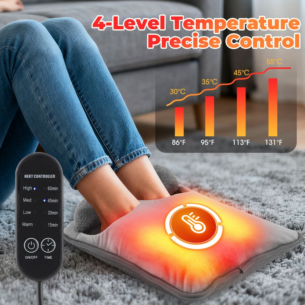 Electric Foot Warmer 4 Level Heated Device Thermal Foot Care Pad Washable