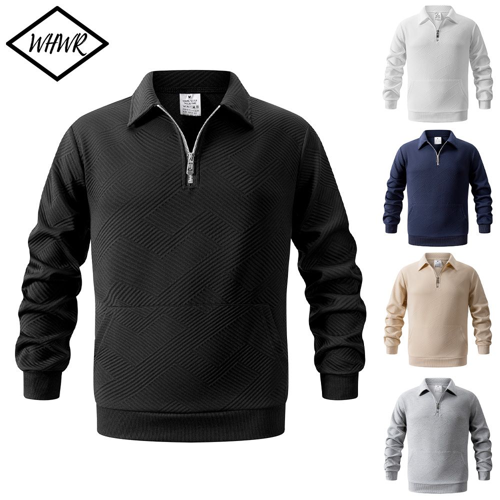 Autumn Men's Casual Sweatshirt Quarter Zip Pullover Sweater Casual Long Sleeve Polo Pullover Outdoor Streetwear for Men