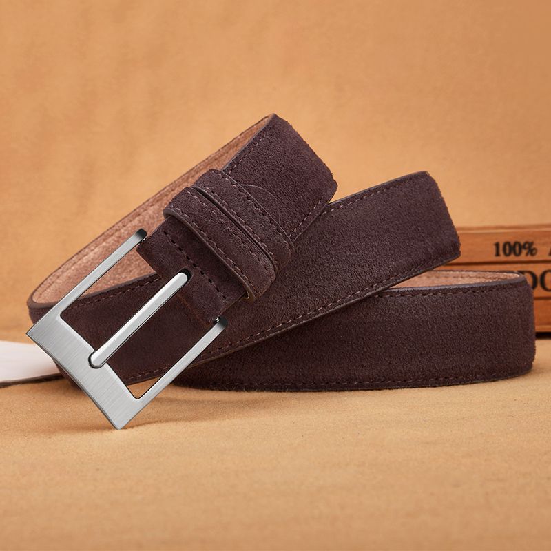 Sude Belts Cow Leather for Man And Lady Plaid Jeans Pin Buckle Luxury High Quality Classic Genuine Leather Sude Belts Cow Leathe
