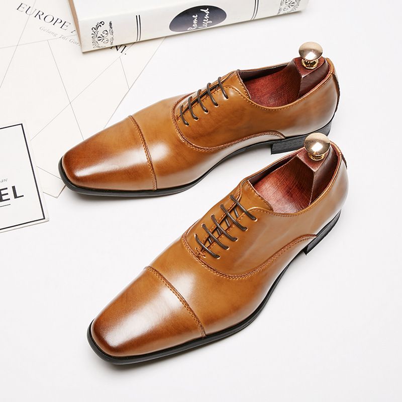 Men Dress Shoes Leather Men Wedding Oxford Shoes Lace-Up Office Suit Men's Casual Shoes Luxury Formal