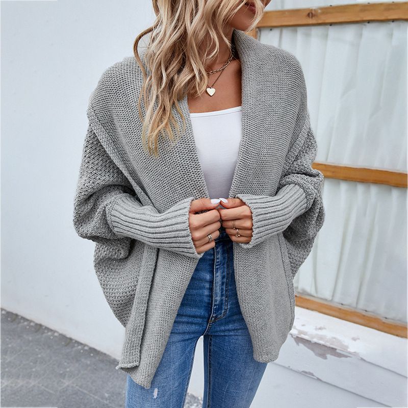 Women Sweater Jacket Stylish Cardigan Solid Color Knitting Coat for Streetwear Fashion