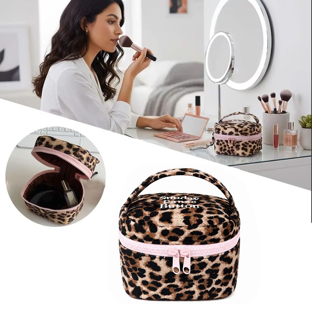Multi-functional Leopard Print Cosmetic Pouch Storage Case