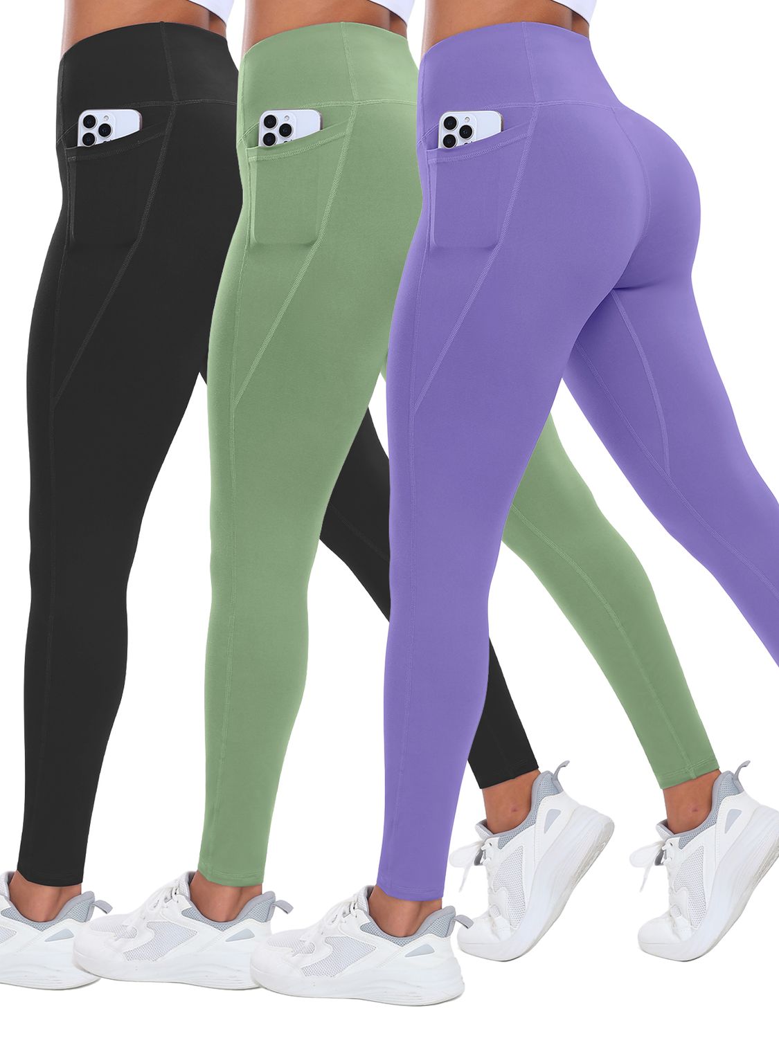 Women Fitness Leggings With Pockets Tummy Control Sports Pant High Waist Fitness Tights