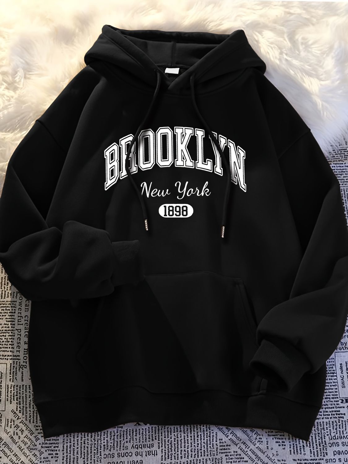 Brooklyn Hoodie Casual Wear Fashionable Letter Cartoon Print