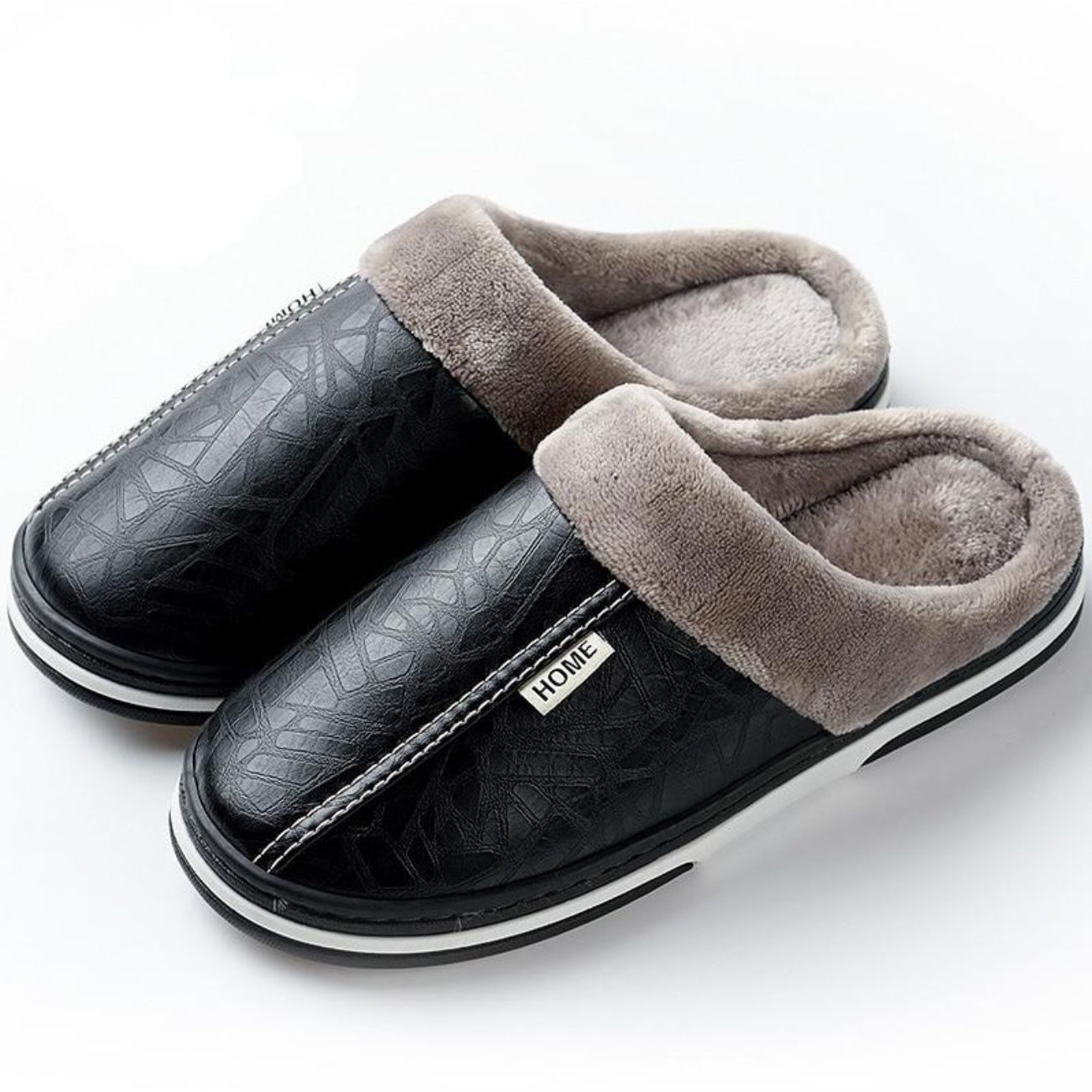 Leather Plush Slippers