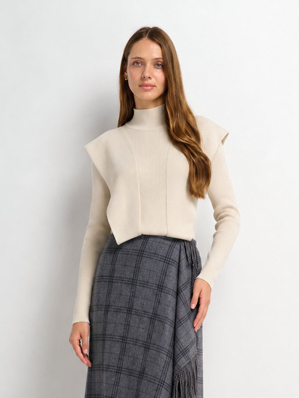 Side Ruffle Sweater - Ivory