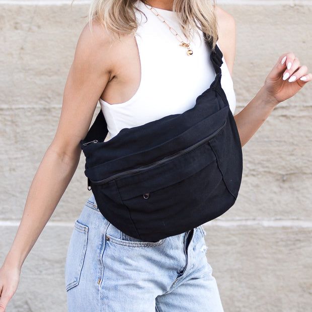 London Oversized Canvas Crescent Sling