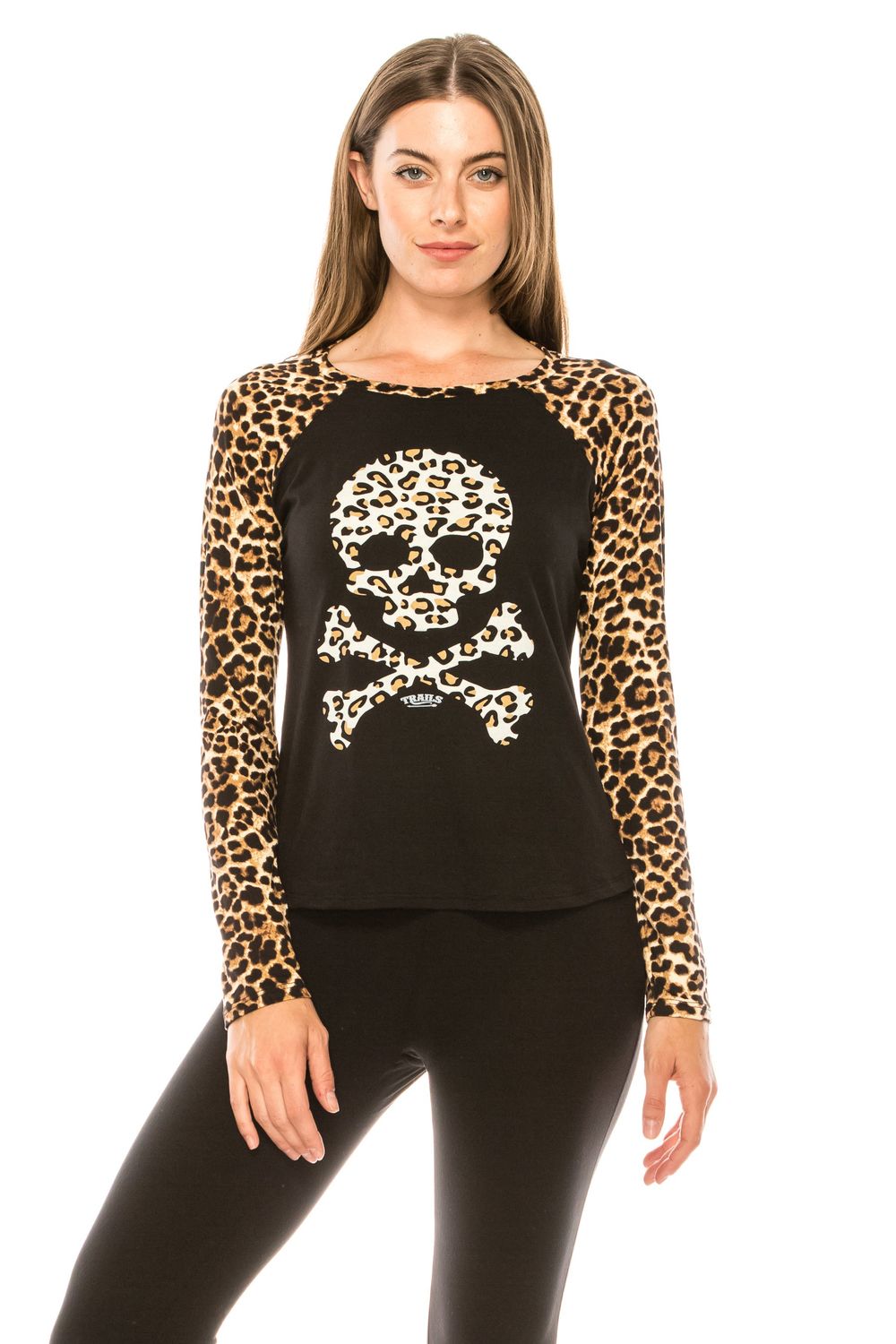 LEOPARD SKULL PRINT LONG SLEEVE SHIRT