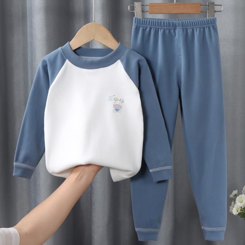 Children' Warm set autumn winter plush autumn clothe autumn pants set boys girls underwear home clothing baby base set 0-14Y