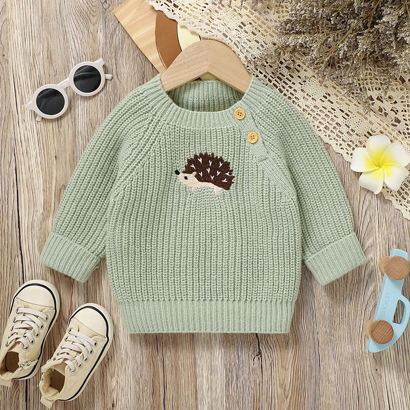 Newborn Baby Sweaters Pullovers Autumn Winter Hedgehog Knitted Infant Boy Girl Crew Neck Long Sleeve Jumpers Tops Children Coats