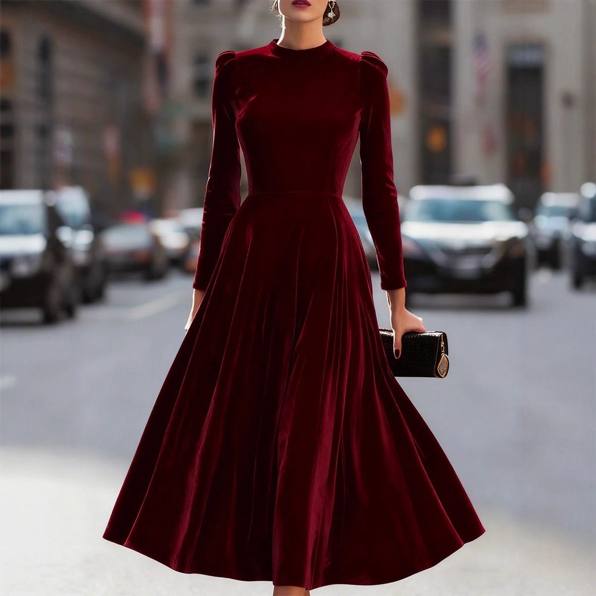 Autumn Winter Long Sleeve Long Dress Women 2025 Fashion O-neck A-line Maxi Dresses Elegant