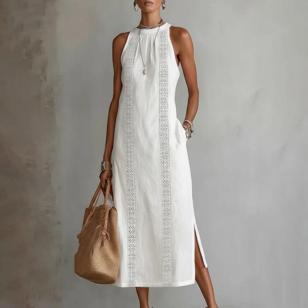 2026 Summer Dress for Women Sleeveless Crew Neck Tunic Tank Dress Casual Loose Boho Beach Side Split Sundress Summer Outfit
