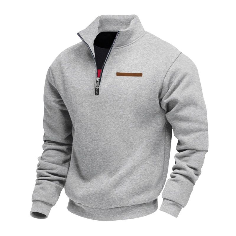 American autumn and winter heavy fleece long-sleeved men's sweater half zipper loose stand-up collar pullover men's sweater