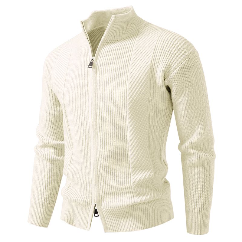 2025 Autumn Winter Men's Knit Sweatercoat Fashion Stand Collar Zipper Smart Casual Knitted Cardigan Men Slim Warm Sweater Jacket