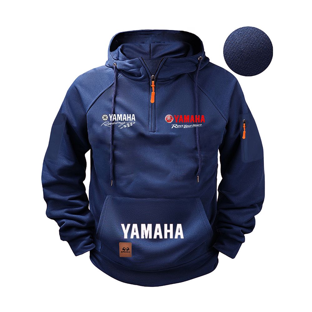 2025 Yamaha Autumn and Winter Men's Hooded Shirt, fashionable and casual sports style, vintage Harajuku style, long sleeves, zip