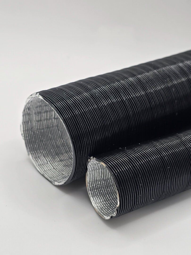Alu-Warmluftschlauch schwarz, 1 m – 25 oder 42 mm