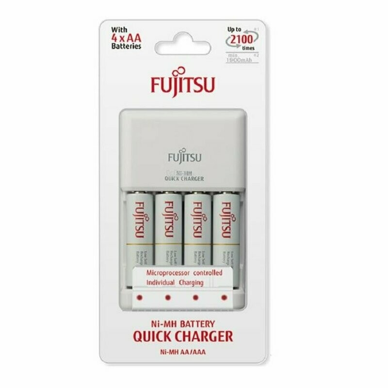 FUJITSU QUICK CHARGER c/w 4PCS AA RECHARGEABLE BATTERY