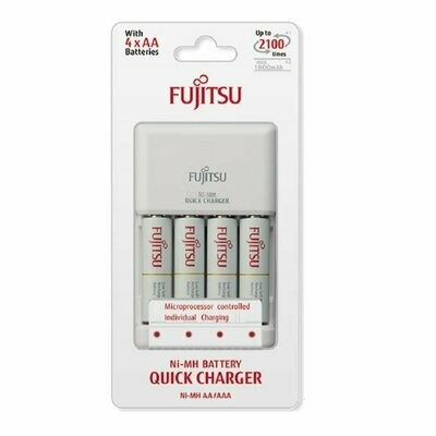 FUJITSU QUICK CHARGER c/w 4PCS AA RECHARGEABLE BATTERY