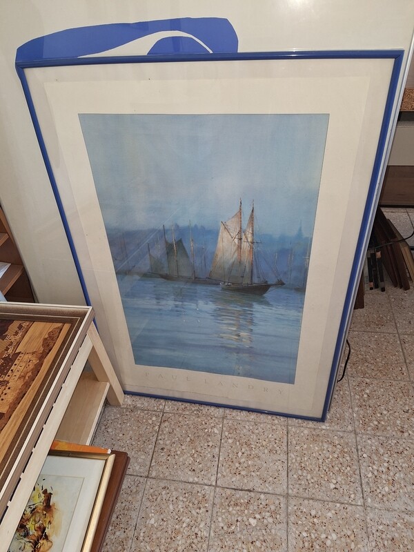 Hajót ábrázoló fali kép 71x102cm.