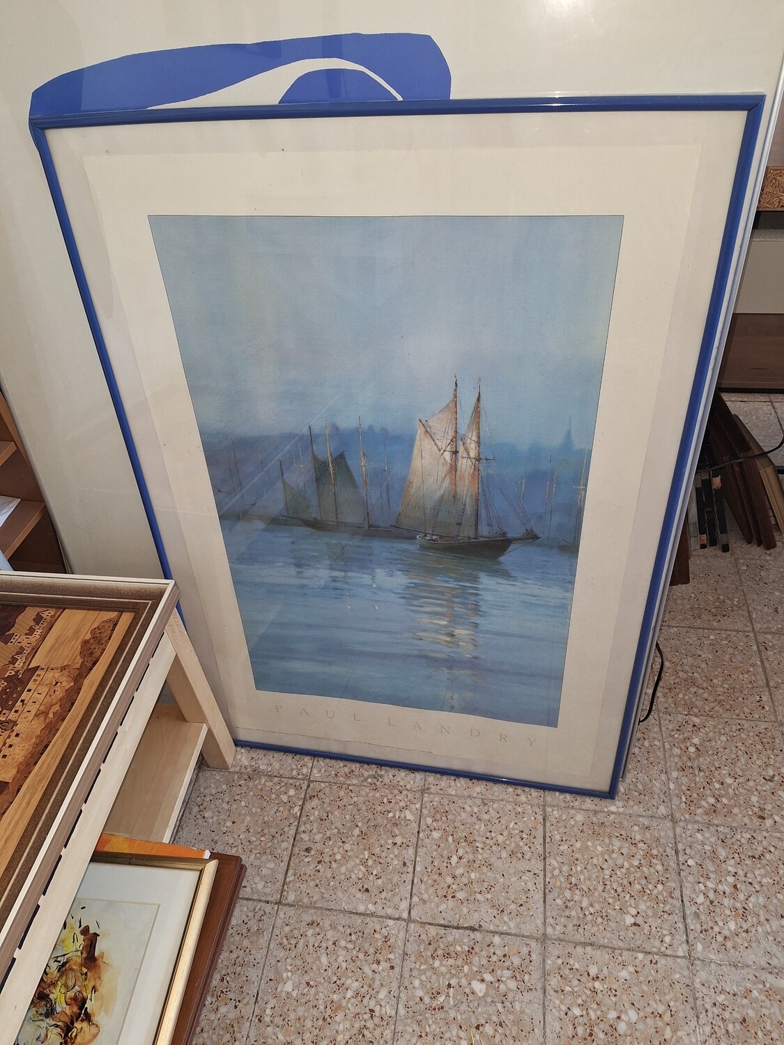 Hajót ábrázoló fali kép 71x102cm.