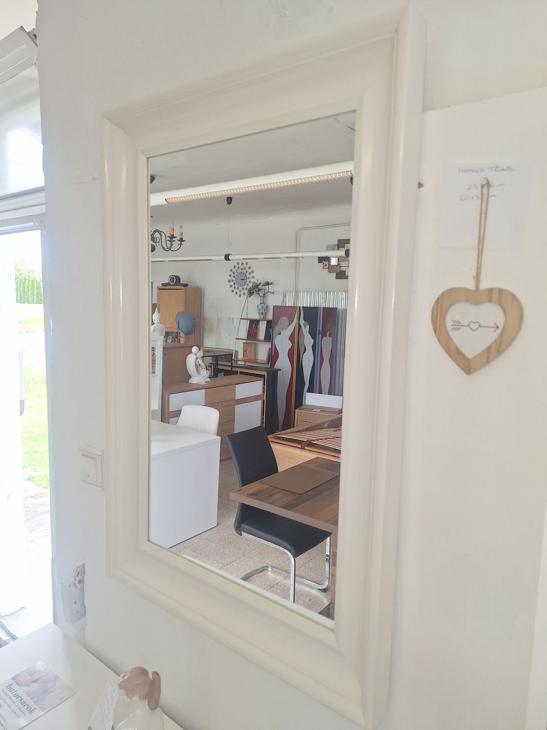 Ikeás Hemnes fehér magasfényű lakkozott fali tükör 60x90cm