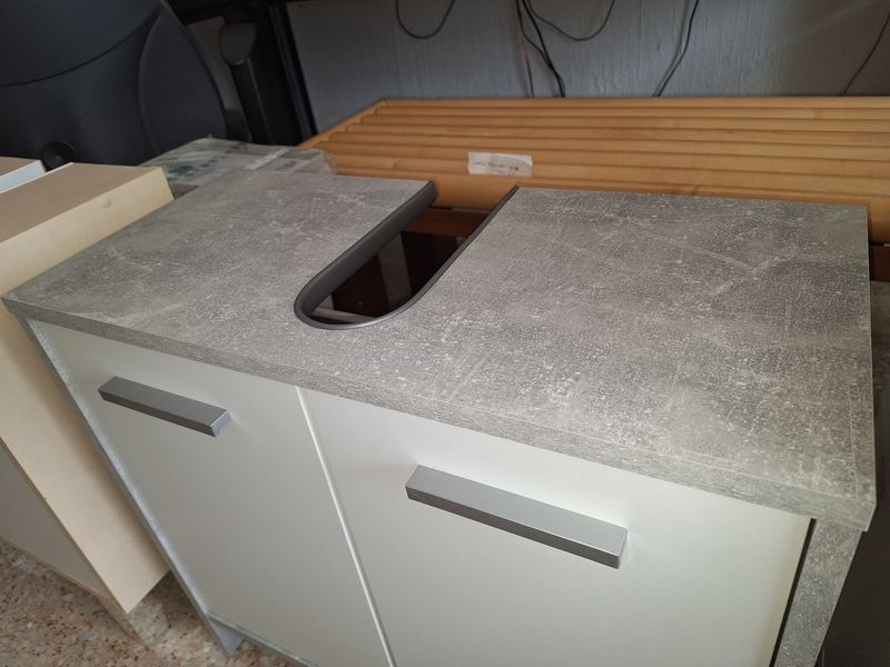 Beton hatású / fehér mosdó alá szekrény 2 ajtós
