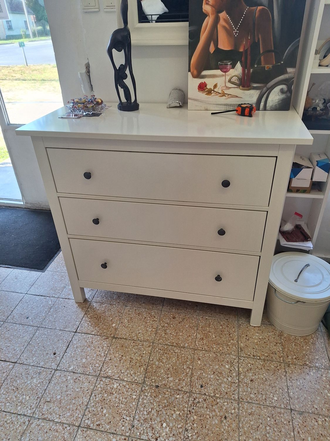 Ikeás Hemnes komód 3 fiókos fehér lakkozott