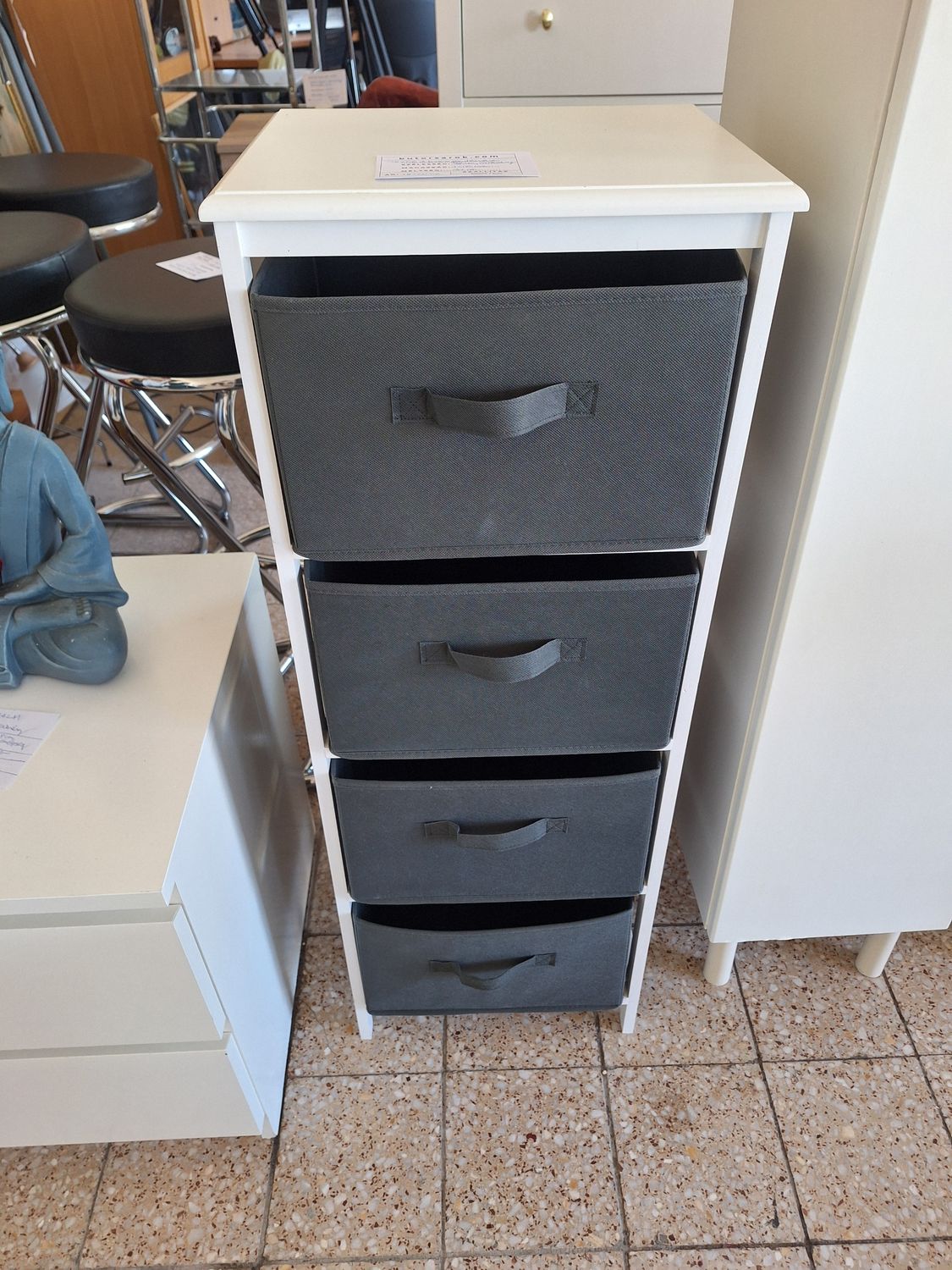 Fürdőszoba szekrény/ 4 textil fiókos tároló