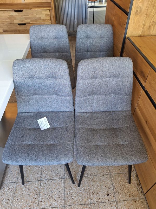 Modern szürke szövet étkező szék  fém lábakkal