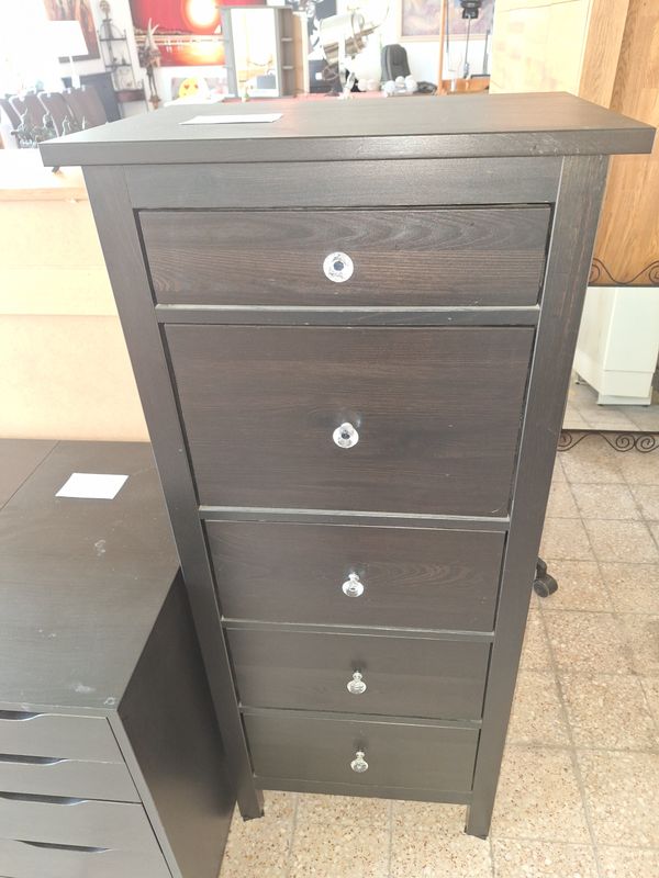 IKEA HEMNES komód sötét, feketére pácolt 5 fiókos
