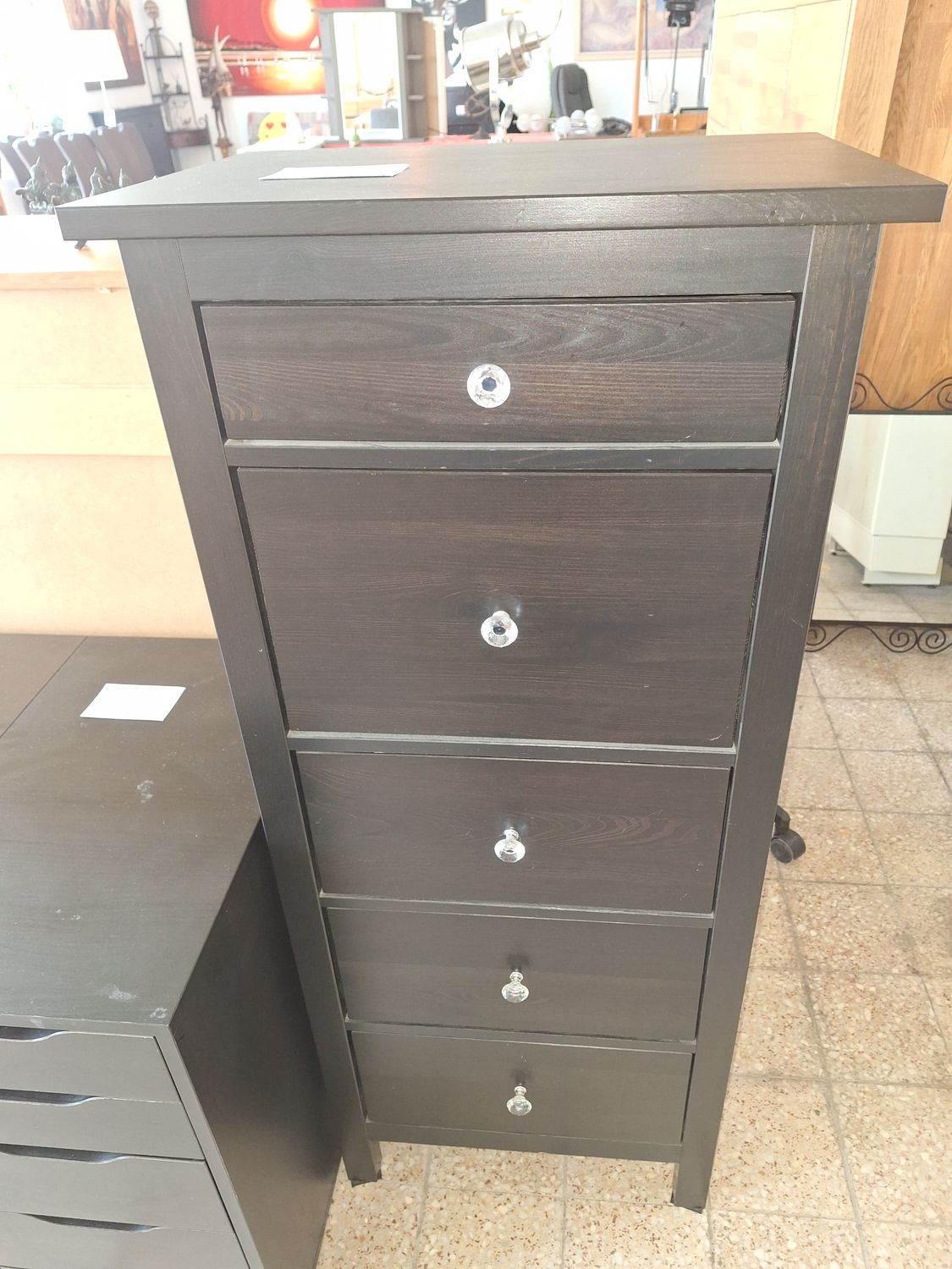 IKEA HEMNES komód sötét, feketére pácolt 5 fiókos IKEA HEMNES komód sötét, feketére pácolt 5 fiókos