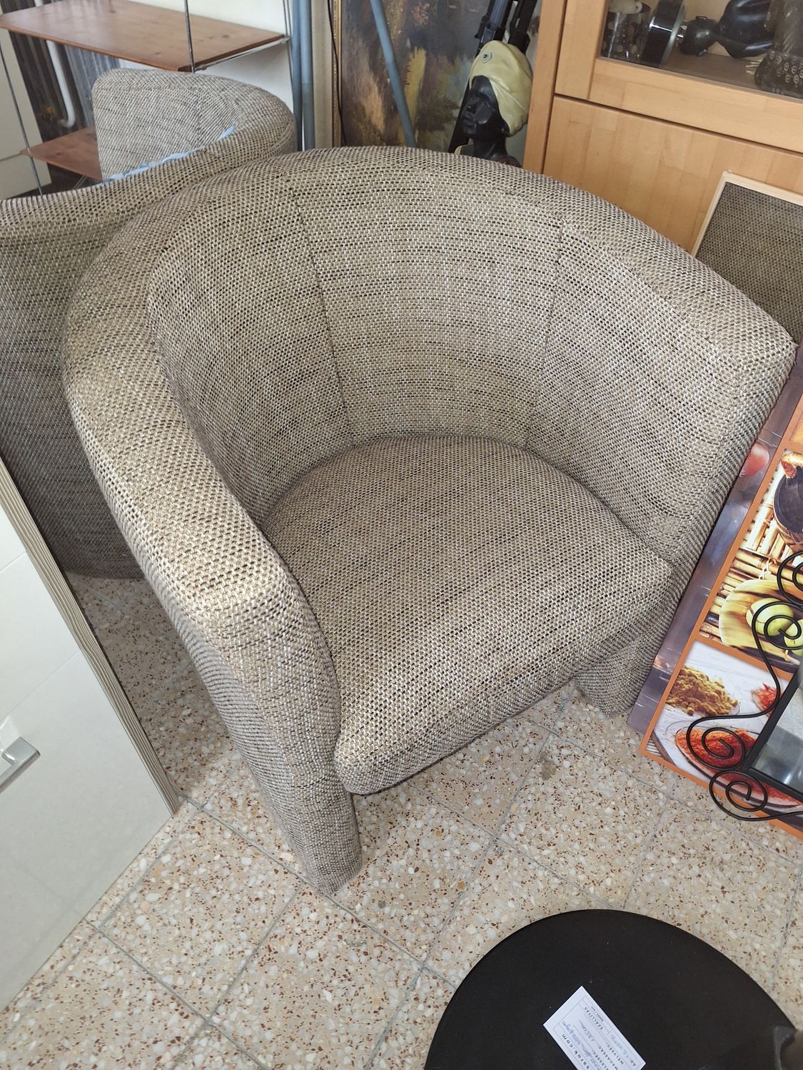 2db zsákszövetes fotel barna/ drapp szettben 2db zsákszövetes fotel barna/ drapp szettben